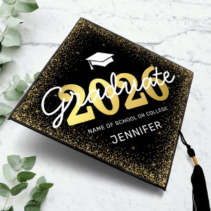 Elegant Black Gold 2026 Graduation Cap Topper