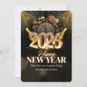 Elegant Black&Gold 2026 Happy New Year Celebration Invitation