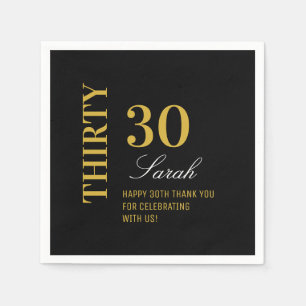 Elegant Black Gold 30 Birthday Cocktail Party Napkins