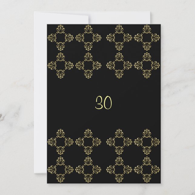 Elegant Black Gold 30th Birthday Party Invitation (Front)
