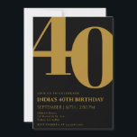 Elegant Black & Gold 40th Birthday Party  Invitation<br><div class="desc">Elegant Black & Gold 40th Birthday Party Invitation</div>