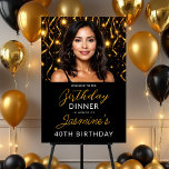 Elegant Black & Gold 40th Photo Birthday  Foam Board<br><div class="desc">Celebrate turning 40 in style with this elegant black and gold foam board sign. Featuring space for your personal photo, this modern milestone design makes the perfect party centerpiece or welcome sign. The bold black background paired with shimmering gold accents creates a luxe look, ideal for décor, photo ops, and...</div>