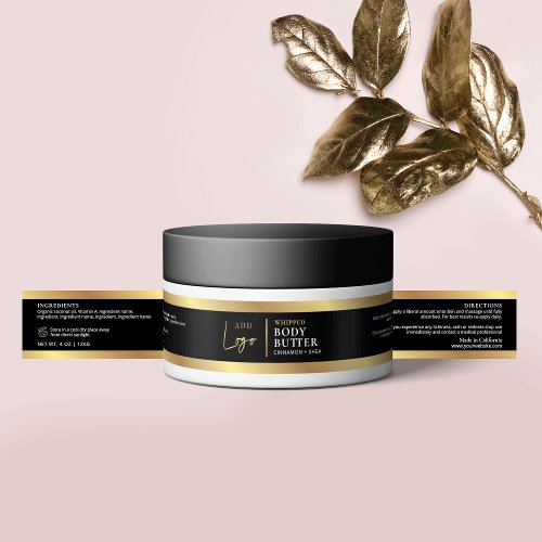 Elegant Black  Gold 4 OZ 120ml Cosmetic Jar Label