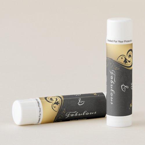 Elegant Black  Gold 50 and Fabulous Birthday Lip Balm