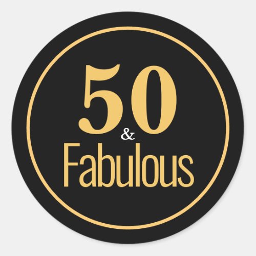 Elegant Black Gold 50  Fabulous Birthday Sticker