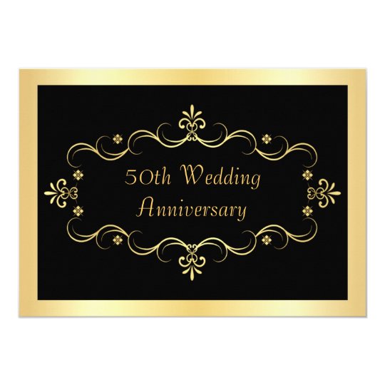  Elegant  Black Gold 50th  Anniversary  Invitations  Zazzle com