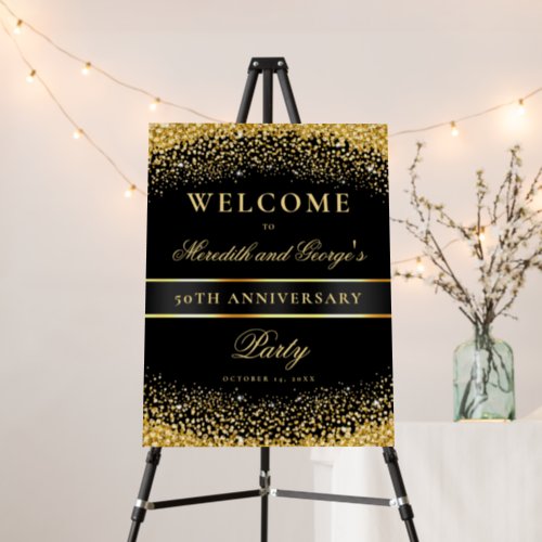 Elegant Black Gold 50th Anniversary Welcome Sign