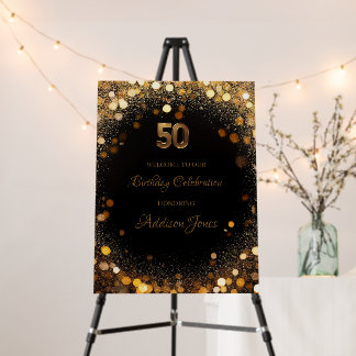 Elegant Black & Gold 50th Birthday Foam Boards