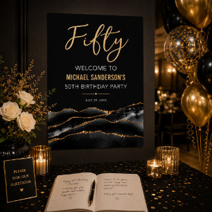 Elegant Black Gold 50th Birthday Poster