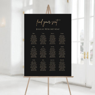 Elegant Black Gold 50th Birthday Seating Chart Foam Board