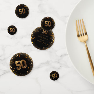 Elegant Black & Gold 50th Birthday Table Confetti