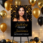 Elegant Black & Gold 50th Photo Birthday Foam Board<br><div class="desc">Celebrate your 50th milestone in style with this elegant black and gold foam board sign. Featuring space for your personal photo, this glamorous design makes a perfect welcome sign, party display, or photo backdrop. The rich black background paired with shimmering gold accents creates a luxurious, modern look that adds sophistication...</div>