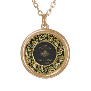 Elegant Black & Gold 50th Wedding Anniversary Gold Plated Necklace by gogaonzazzle at Zazzle