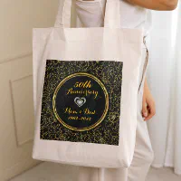 Elegant Black & Gold 50th Wedding Anniversary Tote Bag
