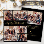 Elegant Black Gold 5 Photo Collage Christmas  Holiday Card<br><div class="desc">Modern Simple Elegant Calligraphy Black and Gold 5 Photo Collage Merry Christmas Script Holiday Card. PLEASE NOTE, THESE 6.5" X 8.75" SIZE CARDS ARE LARGER THAN AVERAGE, DUE TO THE LARGER CARD SIZE, IT'S ALMOST CERTAIN THAT THE POSTAGE COSTS WILL BE HIGHER. IF YOU PREFER THE STANDARD 5X7" SIZE, YOU...</div>