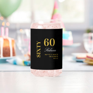 Elegant Black & Gold 60th Birthday Cocktail Party Can Glass