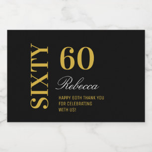 Elegant Black Gold 60th Birthday Cocktail Party Liquor Bottle Label