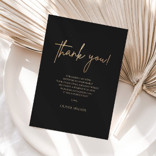 Elegant Black Gold 60th Birthday Thank You Card 