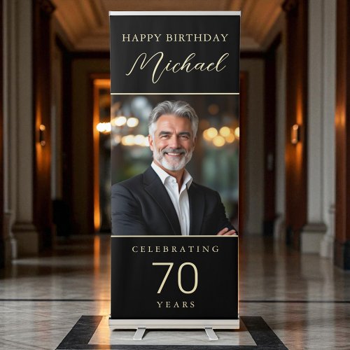 Elegant Black & Gold 70th Birthday Party