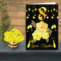 Elegant Black & Gold 8th Wedding Anniversary Card