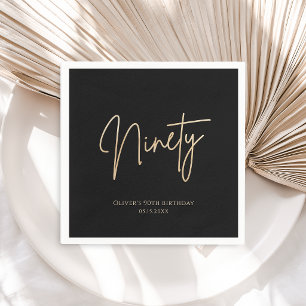 Elegant Black Gold 90th Birthday Party Napkins