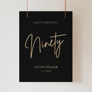Elegant Black Gold 90th Birthday Party Poster