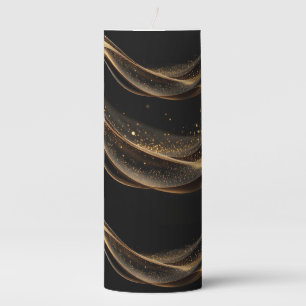 Elegant Black & Gold Abstract Wave PiPillar Candle