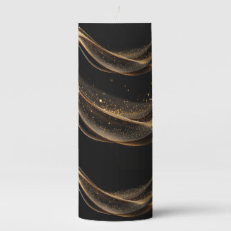 Elegant Black & Gold Abstract Wave PiPillar Candle