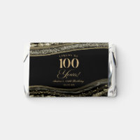 Elegant Black Gold Agate 100th Birthday Party