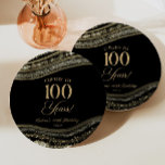 Elegant Black Gold Agate 100th Birthday Party Paper Plates<br><div class="desc">This is an Elegant Black Gold Agate 100th Birthday Party Paper Plates!</div>