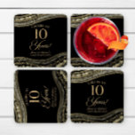 Elegant Black Gold Agate 10th Anniversary Party Square Paper Coaster<br><div class="desc">These are Elegant Black Gold Agate 10th Wedding Anniversary Party Paper Coasters!</div>