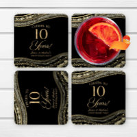 Elegant Black Gold Agate 10th Anniversary Party