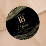Elegant Black Gold Agate 18th Birthday Party Classic Round Sticker<br><div class="desc">This is an Elegant Black Gold Agate 18th Birthday Party Favor Stickers Labels!</div>