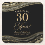 Elegant Black Gold Agate 30th Anniversary Party Square Paper Coaster<br><div class="desc">These are Elegant Black Gold Agate 30th Wedding Anniversary Party Paper Coasters!</div>