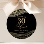 Elegant Black Gold Agate 30th Birthday Party Classic Round Sticker<br><div class="desc">This is an Elegant Black Gold Agate 30th Birthday Party Favor Stickers Labels!</div>