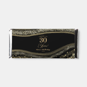 Elegant Black Gold Agate 30th Birthday Party Hershey Bar Favors