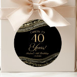 Elegant Black Gold Agate 40th Birthday Party Classic Round Sticker<br><div class="desc">This is an Elegant Black Gold Agate 40th Birthday Party Favor Stickers Labels!</div>