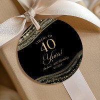 Elegant Black Gold Agate 40th Birthday Party