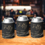 Elegant Black Gold Agate 50th Birthday Party Can Cooler<br><div class="desc">Enhance your guests' experience with the help of this insulated beer can cooler. Its unique and elegant design features a black and gold agate geode slice borders and a typography script that is sure to catch everyone's attention. This stylish and trendy design is a great addition to any barware and...</div>