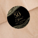Elegant Black Gold Agate 50th Birthday Party Classic Round Sticker<br><div class="desc">This is an Elegant Black Gold Agate 50th Birthday Party Favor Stickers Labels!</div>
