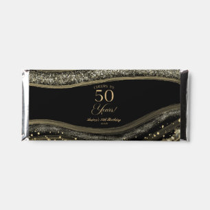 Elegant Black Gold Agate 50th Birthday Party Hershey Bar Favors