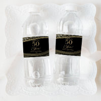 Elegant Black Gold Agate 50th Birthday Party