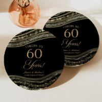 Elegant Black Gold Agate 60th Anniversary Party