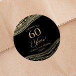 Elegant Black Gold Agate 60th Birthday Party Classic Round Sticker<br><div class="desc">This is an Elegant Black Gold Agate 60th Birthday Party Favor Stickers Labels!</div>