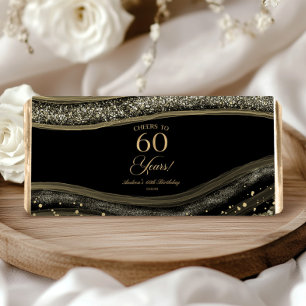 Elegant Black Gold Agate 60th Birthday Party Hershey Bar Favors