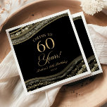 Elegant Black Gold Agate 60th Birthday Party Napkins<br><div class="desc">These are Elegant Black Gold Agate 60th Birthday Party Paper Napkins!</div>