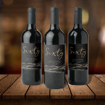 Elegant Black Gold Agate 60th Birthday  Wine Label<br><div class="desc">Make your 60th birthday celebration truly unforgettable with this elegant wine bottle label. The stunning black agate slice and faux gold glitter borders create a luxurious backdrop for the stylish script typography that radiates sophistication. This label is not limited to birthday celebrations as it can be customized for any special...</div>