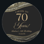 Elegant Black Gold Agate 70th Birthday Party Classic Round Sticker<br><div class="desc">This is an Elegant Black Gold Agate 70th Birthday Party Favor Stickers Labels!</div>