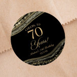Elegant Black Gold Agate 70th Birthday Party Classic Round Sticker<br><div class="desc">This is an Elegant Black Gold Agate 70th Birthday Party Favor Stickers Labels!</div>
