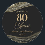 Elegant Black Gold Agate 80th Birthday Party Classic Round Sticker<br><div class="desc">This is an Elegant Black Gold Agate 80th Birthday Party Favor Stickers Labels!</div>